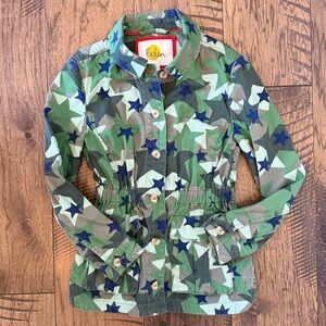Boden Girls Camo Military Utility Stars Jacket age 8-9